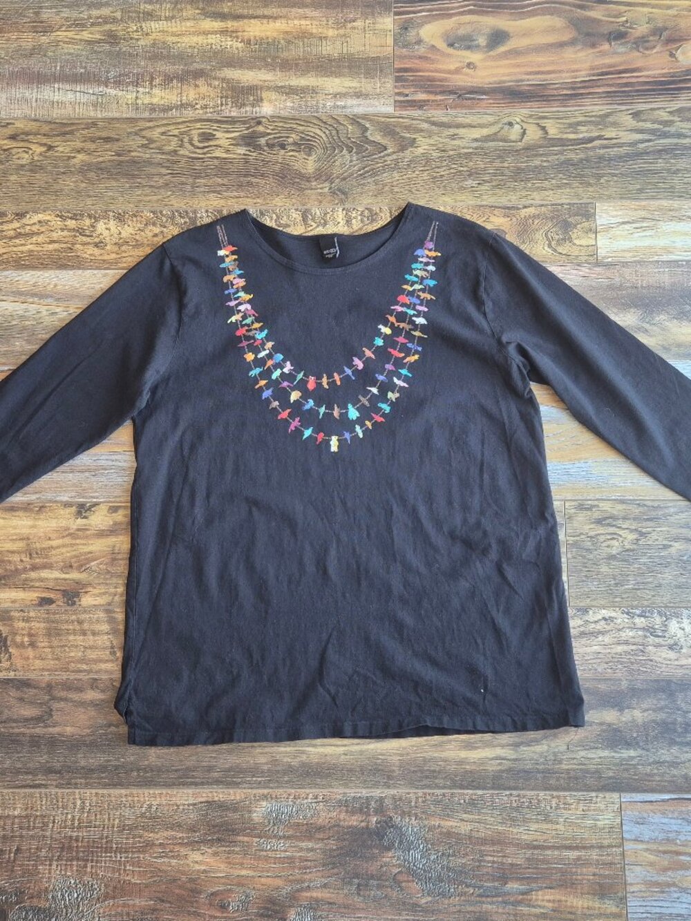 Sabaku Artwear Animal Necklace Tunic T-Shirt Long Sleeve Cotton Black - Picture 4 of 12